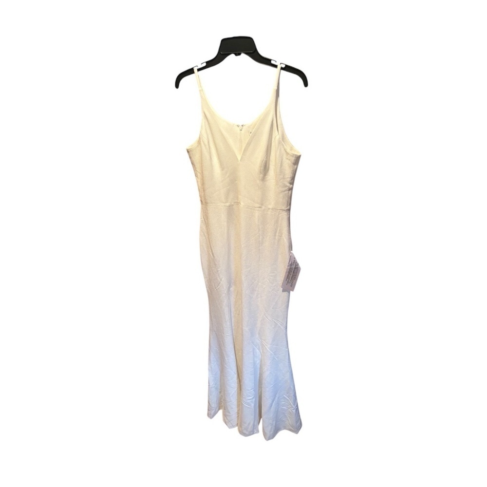 Dress the Population Iris Slit Crepe Gown in Off White Medium NWT Flawed